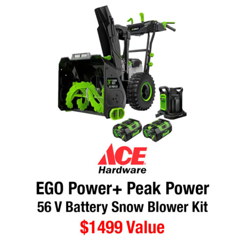 Ace Distribution Center $1499 EGO Power+ Peak Power 56 V Battery Snow Blower Kit